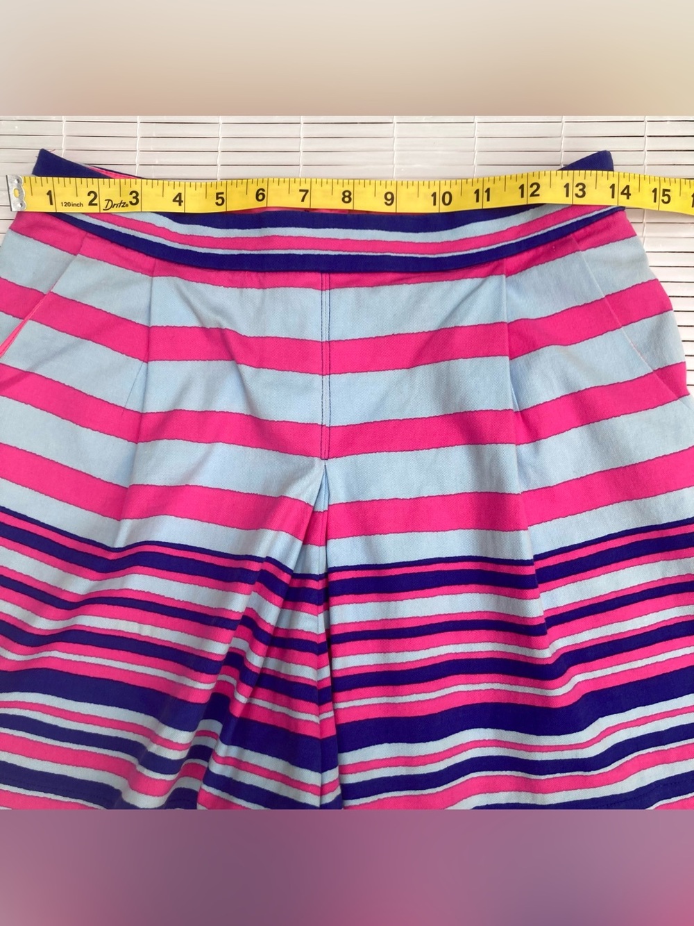 Nanette Lepore Striped A-Line Shorts Sz 4 High Waist Pleats Skirt Silhouette USA - Picture 4 of 12